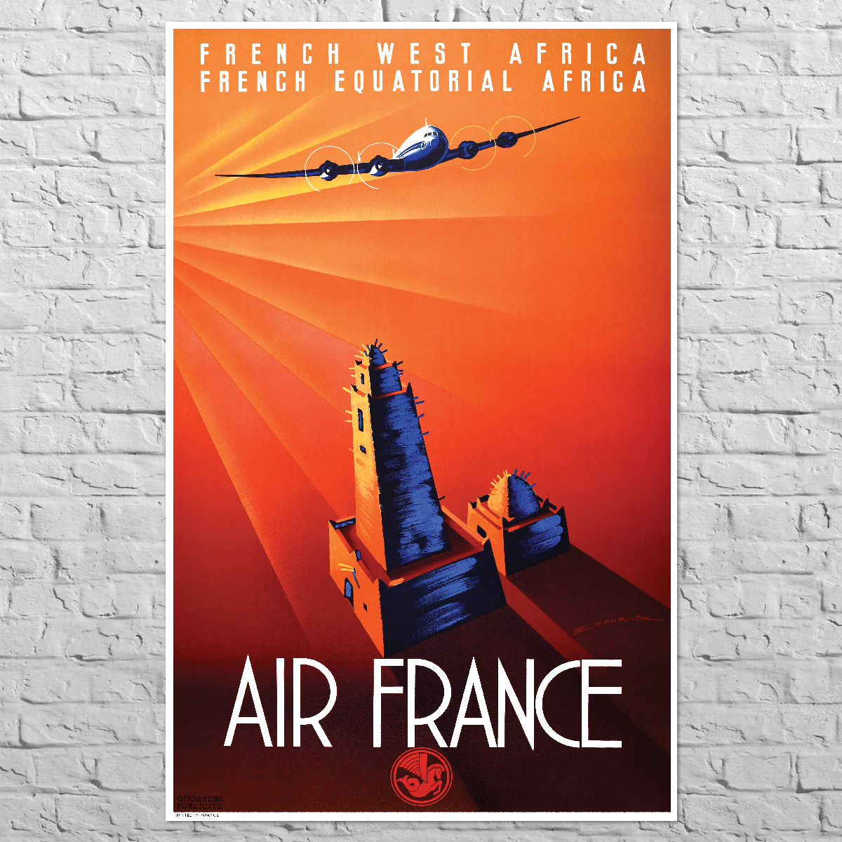 Плакат Air France West & Equatorial Africa, 1946