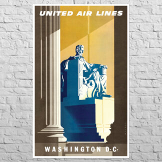 Плакат UAL Washington D.C. Lincoln Memorial, 1957