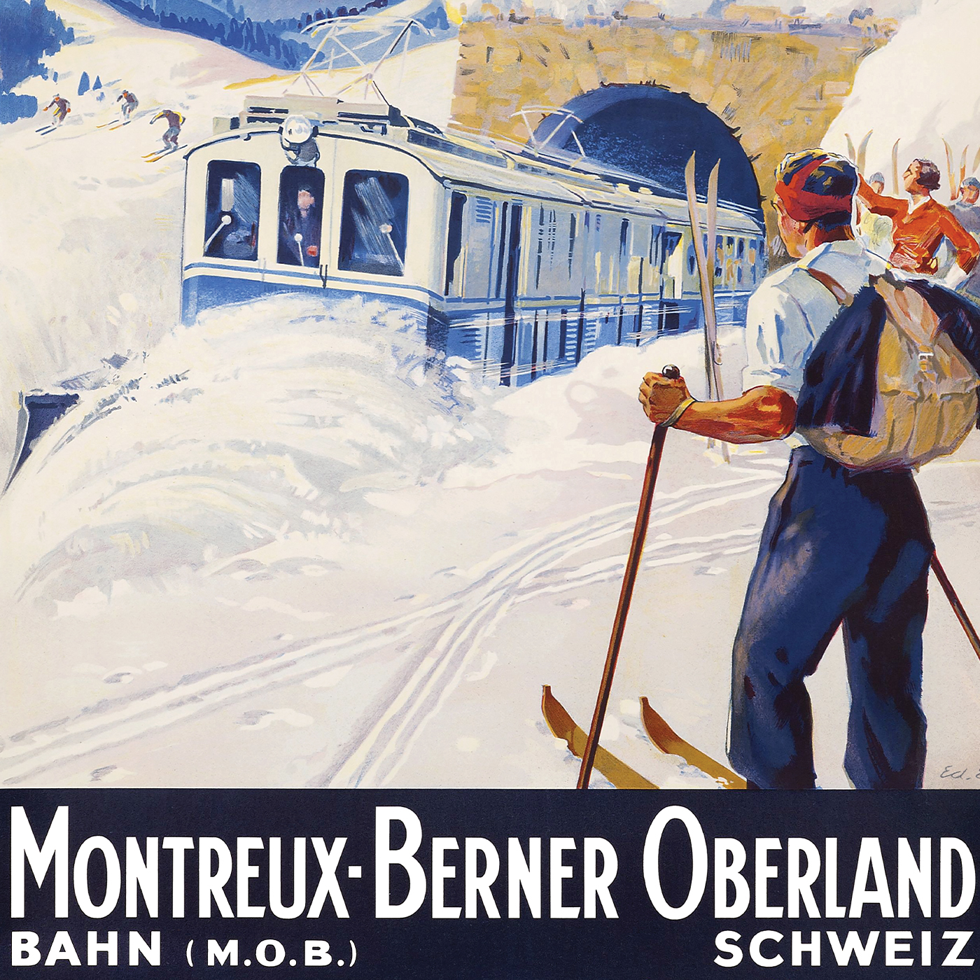 Плакат Залізниця Монтре і Бернського Високогір'я, 1934 - Зображення 3